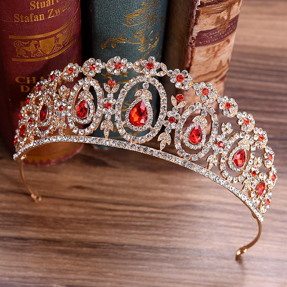 Popular New Baroque Multi-color Rhinestone Bridal Crown Headband Wedding Alloy Accessories