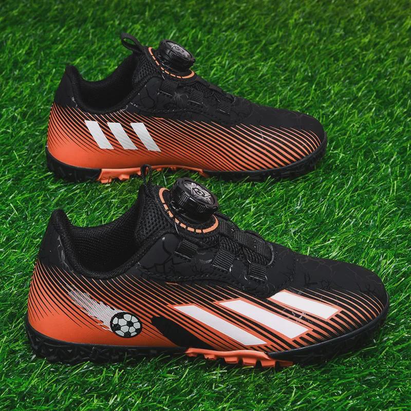 Kids' Low-Top Football Training Shoes with Rotating Buckle