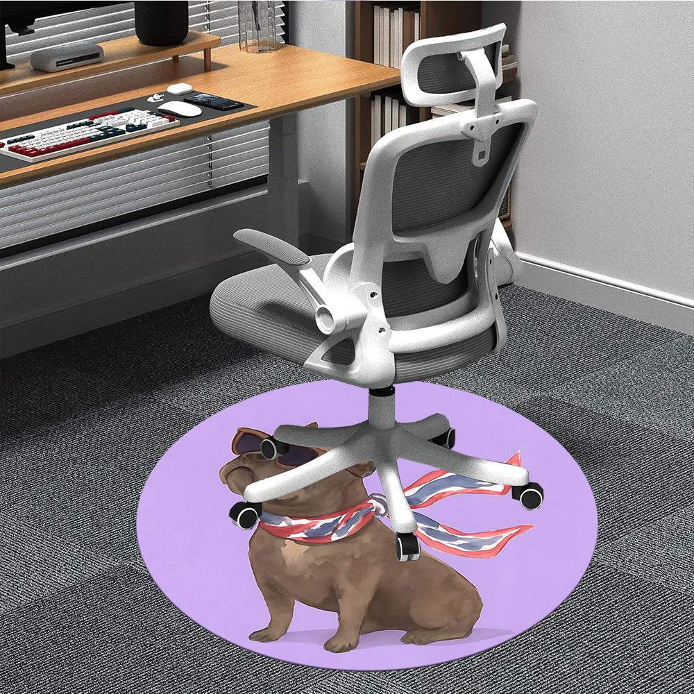 1pc Pug, Sunglasses Office Round Rug, Non-slip, Soft and Durable Office Rug for Interior Decoration, Perfect for Office, Beautiful Decoration yy260323