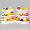 Mini Simulation Playhouse Three-Layer Fruit Rack Banana Apple Grape Kiwi Children'S Doll House Toy Ornament