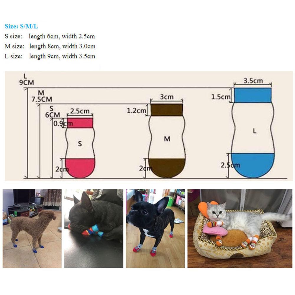 Милые вязаные носки для щенков, хлопковые нескользящие носки для маленьких собак, обувь для кошек на осень-зиму для дома, защита для лап, 4 шт.