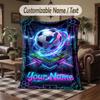 Soccer Theme Throw Blanket Custom Name Text Personalized Blanket Soft Cozy Blanket for Home Sofa Bed