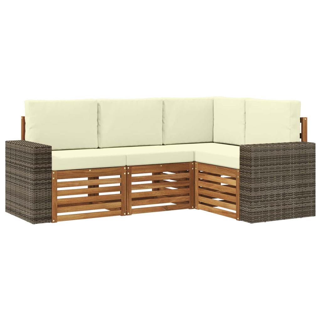Outdoor Sofa Set with Cushions 4 pcs Solid Acacia Wood