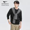 SEPTWOLVES Men's Textured Crew Neck Long Sleeve Knit Sweater