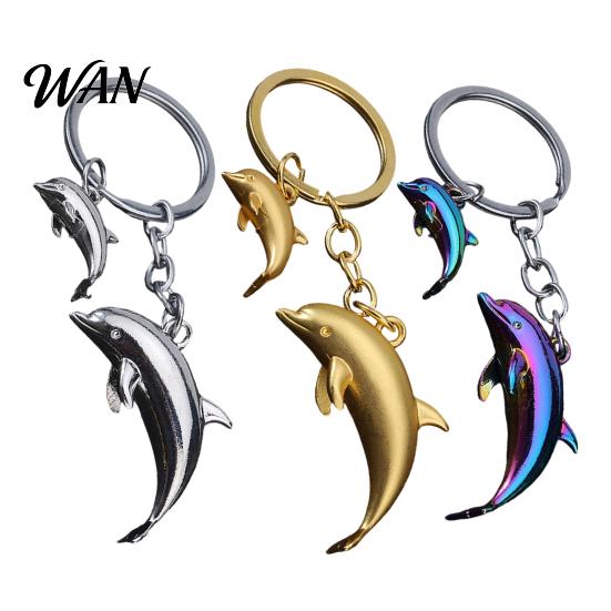 Keychain Charm Pendant Zinc Alloy Dolphin Design Key Chain Easy to Hang Electroplated Metal Ring Backpack Car Accessory