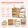 VEVOR Folding Sewing Table, Multipurpose Sewing Machine Table with Compact Design, Wheels, Shelves, Storage Trays, Wooden Pegs, and Magnetic Doors