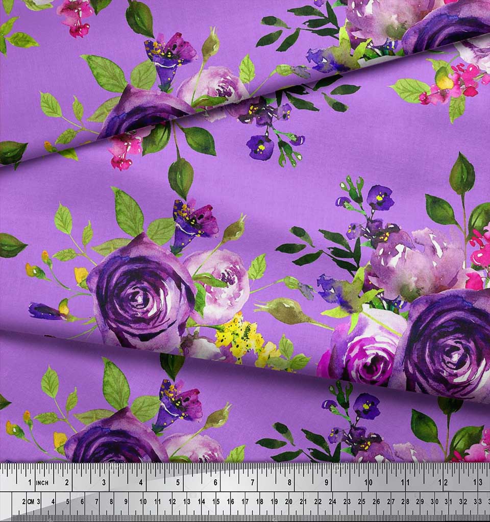 Soimoi Японский креп-атлас с принтом листьев и цветов розы по метрам 42 дюйма