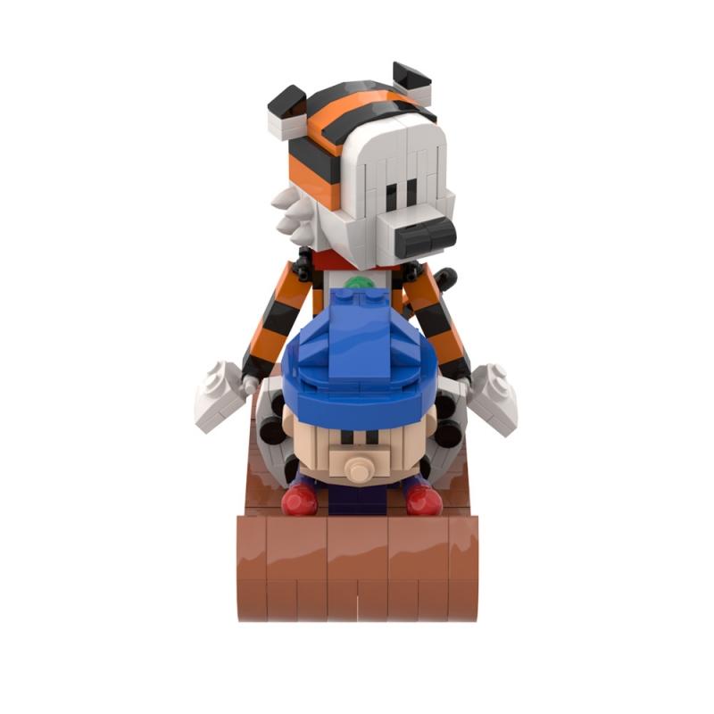 MOC Кэлвин и Хоббс Модель Строительные блоки Сани Тигр Мультяшная Фигурка для Активности Собранный Кирпичный Конструктор Детский Подарок на День Рождения