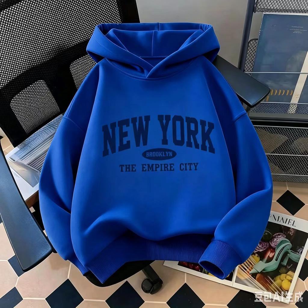 Детская толстовка с принтом букв New York для мальчиков и девочек, свободная, повседневная, с длинным рукавом, теплая, модная, детский свитшот