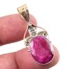 Red Ruby(Simulated) Handmade 925 Sterling Silver Two Tone Pendant 1.50" i1Z14