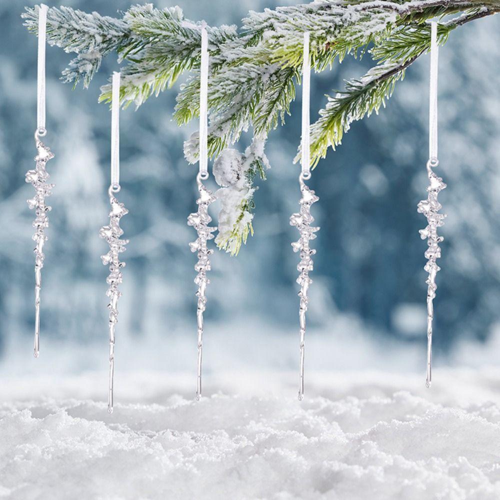 5/12Pcs Acrylic Christmas Hanging Pendants Transparent Xmas Tree Embellishment for Christmas