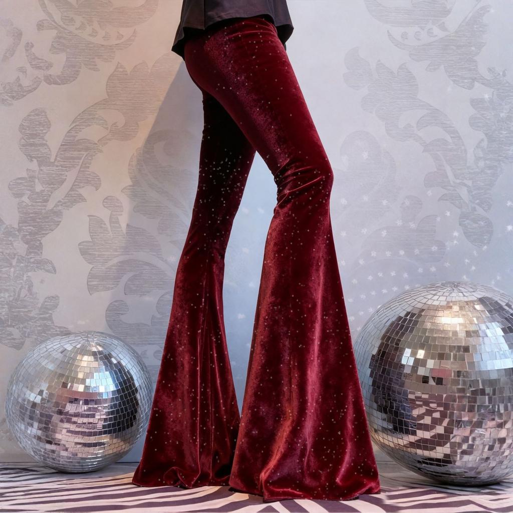 Женские Модные Цветные Винтажные Вельветовые Расклешенные Брюки с Высокой Талией Эластичные Повседневные Брюки-Клеш