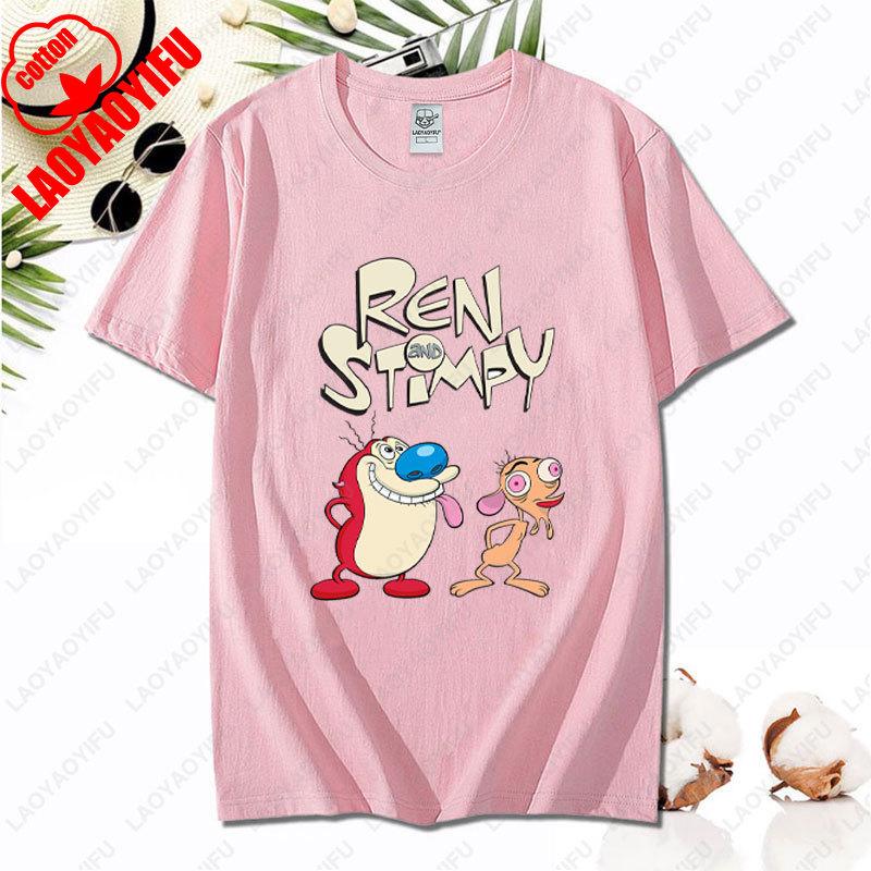 90s Ren Stimpy Show Nickelodeon Nicktoons Dial Cartoon Tshirt Vintage Classic Fashion Streetwear Cotton All Match Unisex Tees