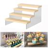 Wooden Display Stand Riser Jewelry Showcase Storage Holder Collectibles Shelf Organizer Dessert Cupcake Perfume Storage Rack