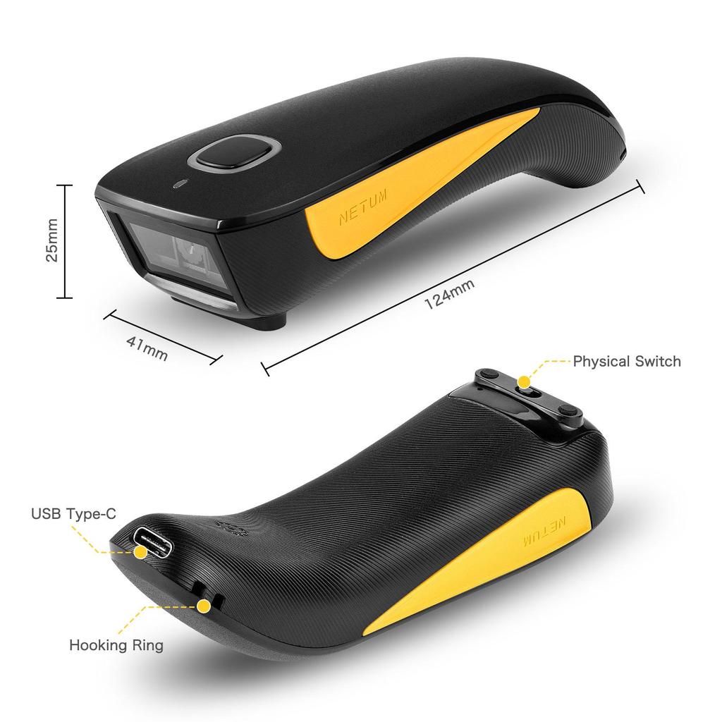 Портативный Bluetooth 2D QR сканер штрих-кодов NETUM C750