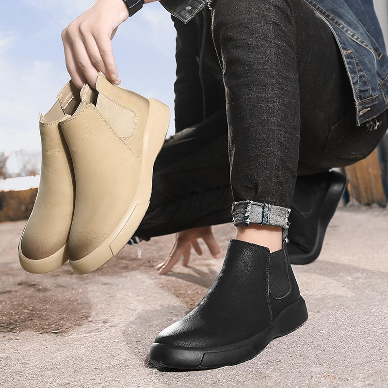 Модные мужские ботинки челси из натуральной кожи, мужская обувь в британском стиле, мужские ботильоны, высокие классические мужские повседневные туфли для отдыха и ходьбы