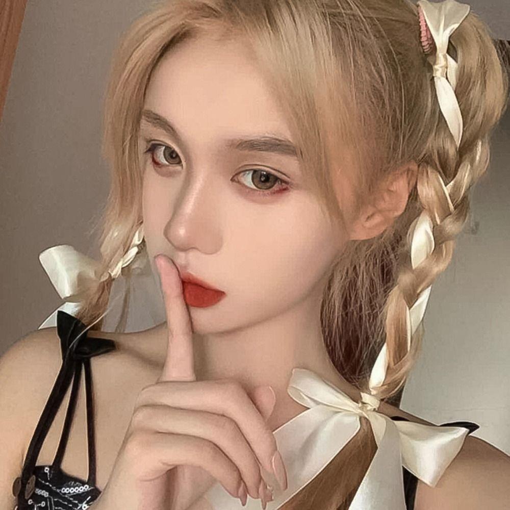 Long Braided Ribbon Hair Band Twist Hair Rope Sweet Silk Hair Tie Girls