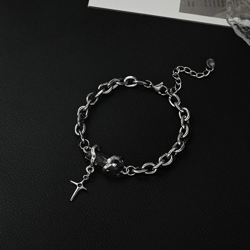 Fashion Exquisite Zircon Star Charm For Women Men Punk Style Star Silver Color Chain Adjustable Bracelet Jewelry Accessories