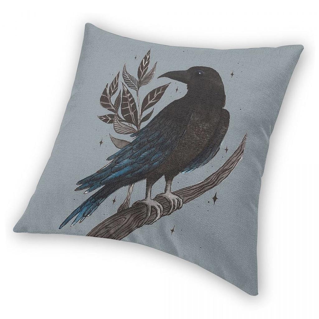 Raven Witchy Magic Crow Square Pillowcase Polyester Linen Velvet Creative Zip Decor Throw Pillow Case Car Cushion Cover 18"