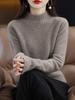Женский шерстяной свитер: Осень/Зима, Полувысокий воротник, Теплый, Однотонный, Свободный крой, Повседневный стиль