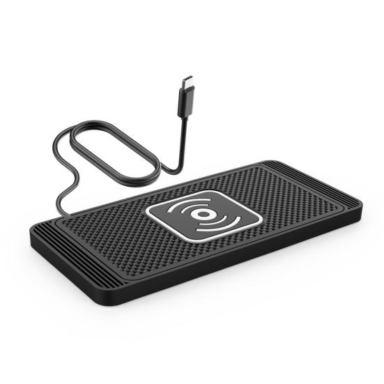 Беспроводная автомобильная зарядная площадка 15 Вт Быстрая зарядка Стабильная Нескользящая Силиконовая площадка для зарядки телефона Площадка для зарядки на неровной дороге для телефонов Автомобильные аксессуары