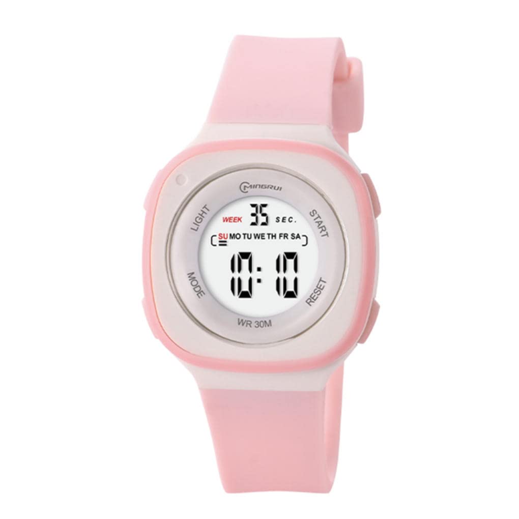 MINGRUI Rectangle Digital Watch for Kids Round Time Daily Japanese Instruction Manual Pastel Elementary School Junior High School High School Students
