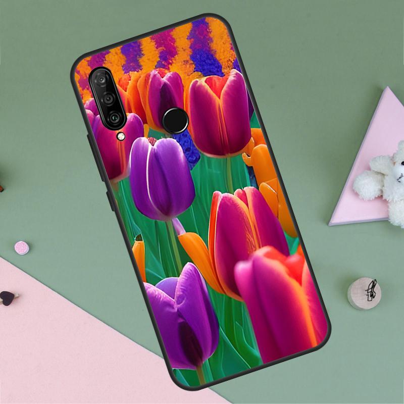 Tulip Flower For Huawei P30 P40 Lite P60 Pro Nova 7i 8i 11i 12i 12s 10 9 SE Y90 Y60 Y70 Y72 Y61 Y91 Case