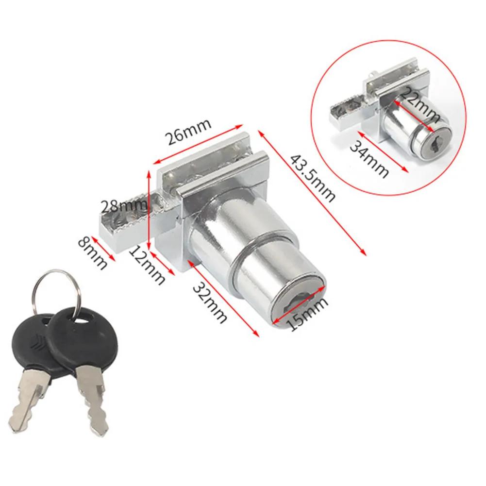 Замок для витрины, стеклянный дверной замок для витринного шкафа, замок для двери безопасности с ключами, не открывающаяся раздвижная стеклянная дверная фурнитура