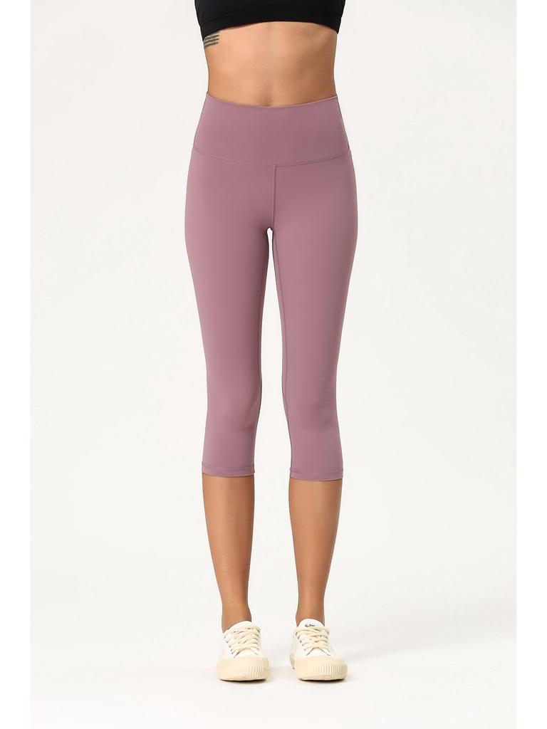 Женские двухсторонние отшлифованные штаны для йоги с высокой талией – телесного цвета, укороченные, облегающие, удобные для европейского и американского стилей