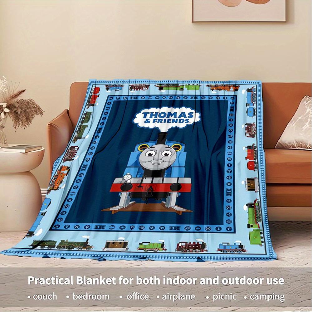 1pc Steam locomotive,Railway adventure,Kids' entertainmentTheme Digital Printed Flannel Blanket, Super Soft Plush Fleece Bed Cover, Multi-Fu