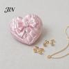 3D Printed Jewelry Organizer Print Heart Storage Box, with Satin Simulation Texture, Bow Anti-tangle Design Macaron Organizer, Portable for Necklaces
