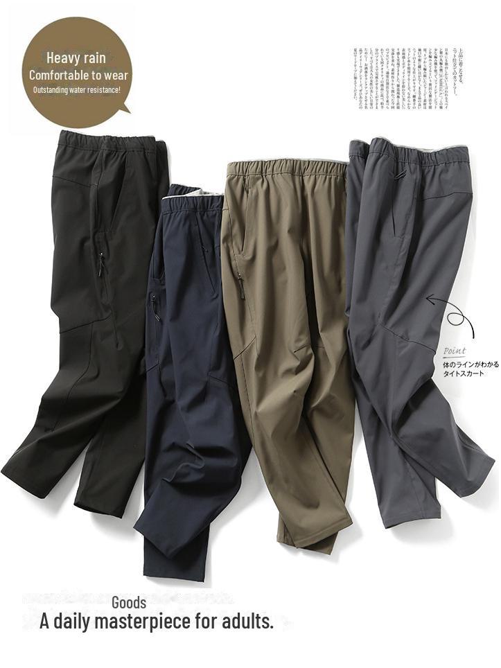 2025 Мужские повседневные брюки для активного отдыха из водоотталкивающей ткани - свободный крой, прямой зауженный крой, мягкая оболочка для осени/зимы