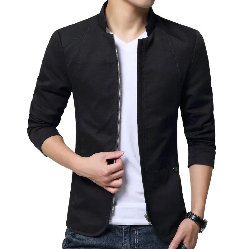 Men's Spring and Autumn Standing Collar Business Jacket Slim Washed Coat