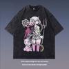 Cotton Anime Printed Crew Neck Oversize Men T-shirts Casual Short Sleeves Tops