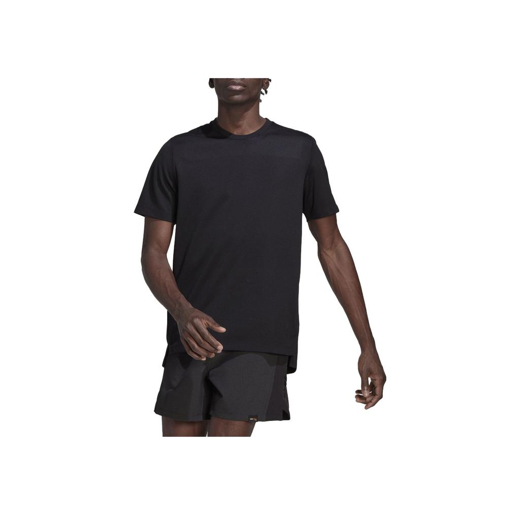 adidas Мужская футболка с круглым вырезом, однотонная, с коротким рукавом, топ Черный HD3577