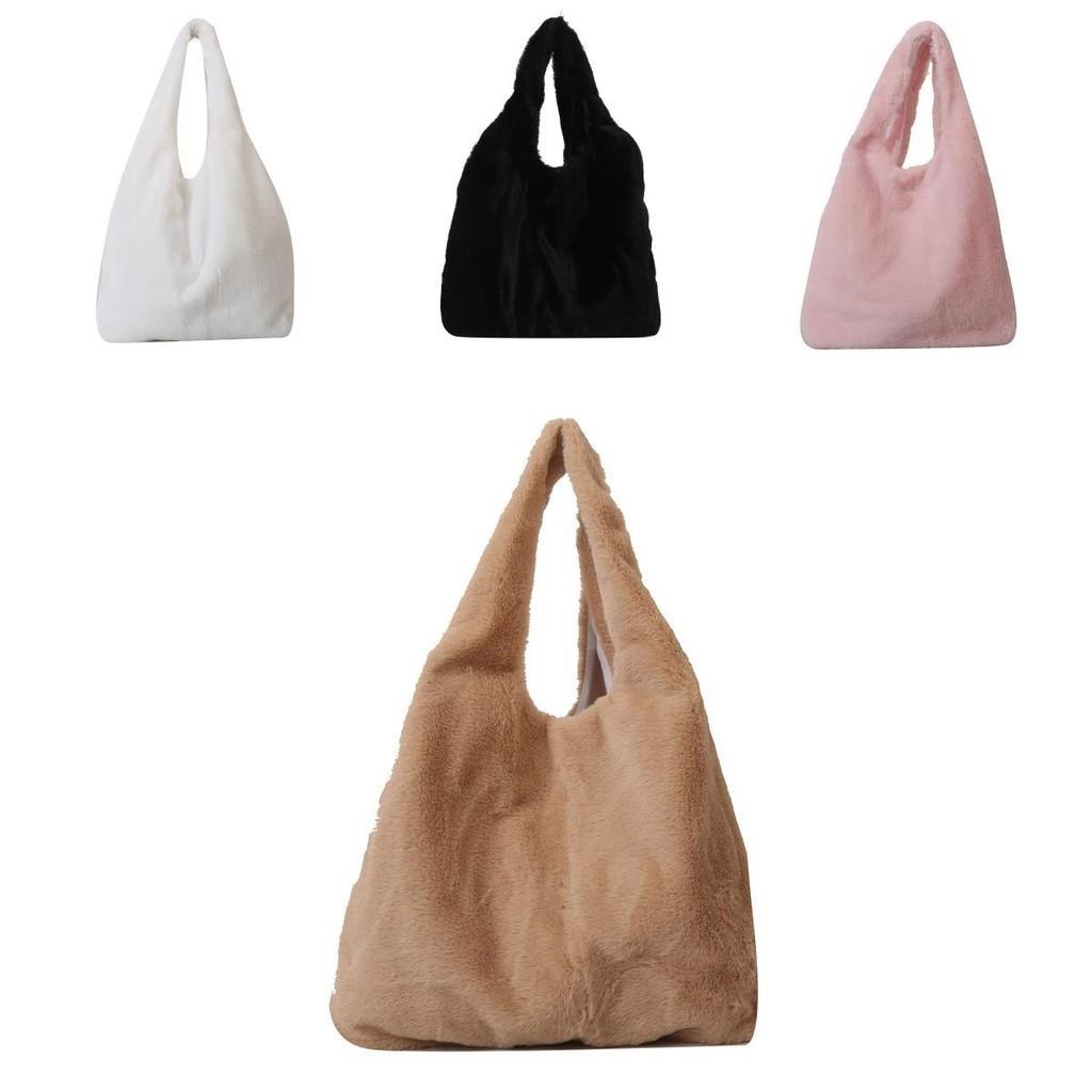 New Autumn Winter Fluffy Women's Tote Bag Soft Plush Material Street Fashion Style