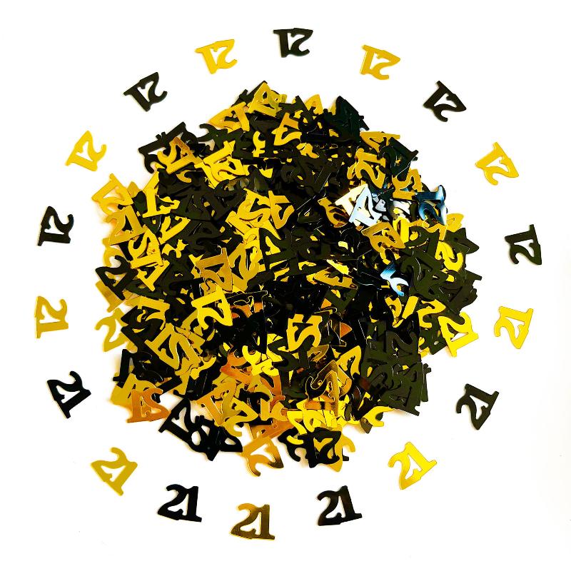 15 г/пакет Цифровое золото Черное конфетти Блестки Число 18/21/30/60/70 Бумажные обрывки Вечеринка по случаю дня рождения Юбилей Свадебное украшение
