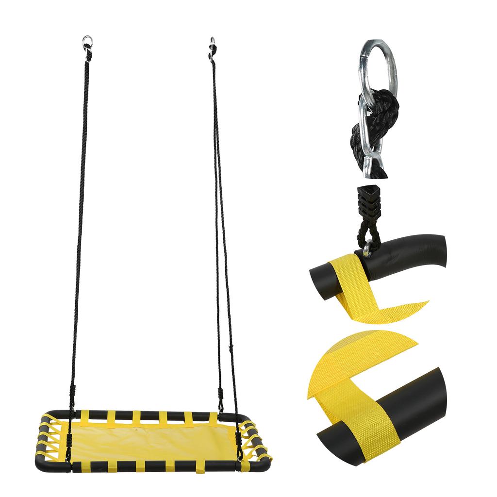 Платформа для установки на дереве, прямоугольные качели с ковриком, стальная рама и веревка