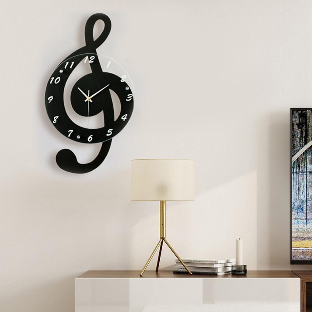 Innovative Musical Note Electronic Wall Clock Fashionable Silent Quartz Clock for Children Room