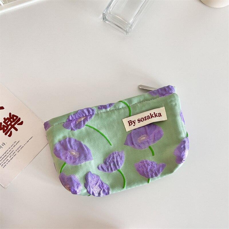 French Embossed Flower Cosmetic Bags Large Capacity Traveling Portable Storage Bags Girl's Casual Makeup Case Phone Hand Bags