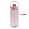2L Portable Water Bottle Large Capacity Plastic Straw Water Cup Drink Bottle with Time Marker for Outdoor Sports Fitness Summer