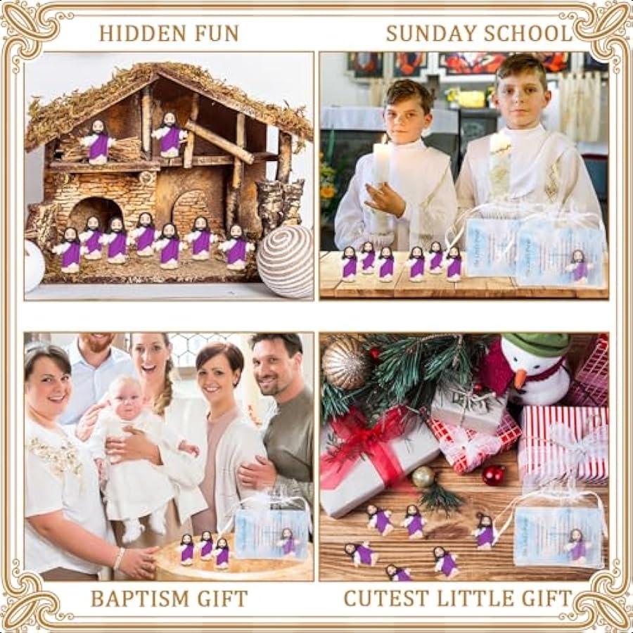 Barydat 50 Наборов Фигурки Маленького Иисуса Оптом Миниатюрные Фигурки Иисуса с 50 Молитвенными Карточками 50 Пакетиками Миниатюрные Крошечные Фигурки Иисуса Игрушки f