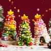 Yousheng DIY Pipe Cleaners Christmas Tree Kit with String Light Twistable Plush Stick Xmas Tree Winter Bendable Fuzzy Stem Craft Kit for Holiday Home