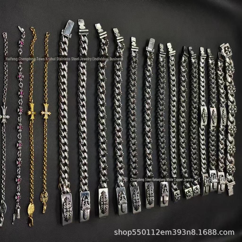 Браслет CH Retro Crono с бриллиантом, золотом, тайским серебром и дизайном в виде цветочного креста