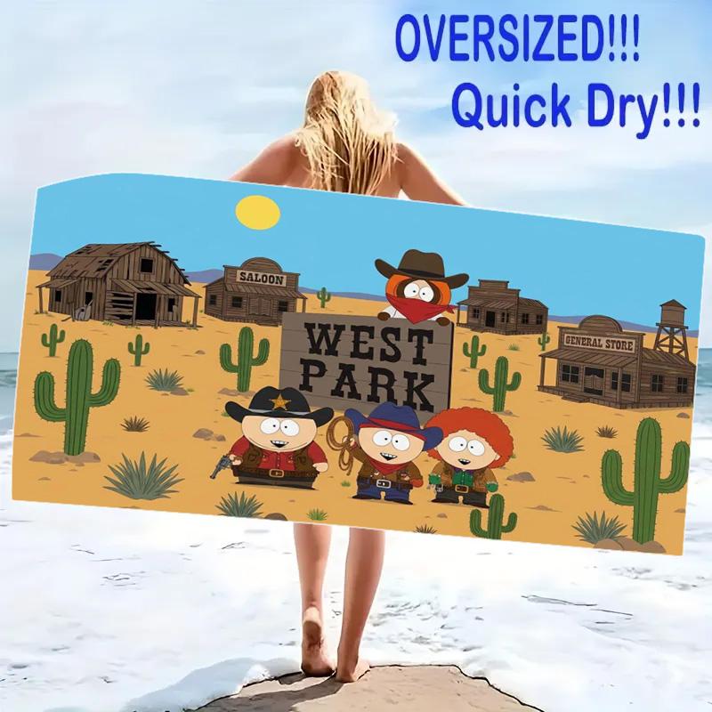 Cartoon Park South Print Beach Towel, Large Soft Quick Dry Towel for Beach Camping Swimming