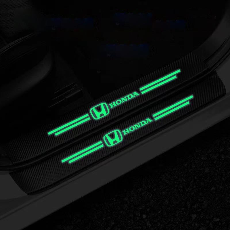 TR1-4Pcs Carbon Fiber Car Door Sill Protector Stickers Door Sill Stickers for Honda Accord CRV XRV Civic FIT Auto Accessories