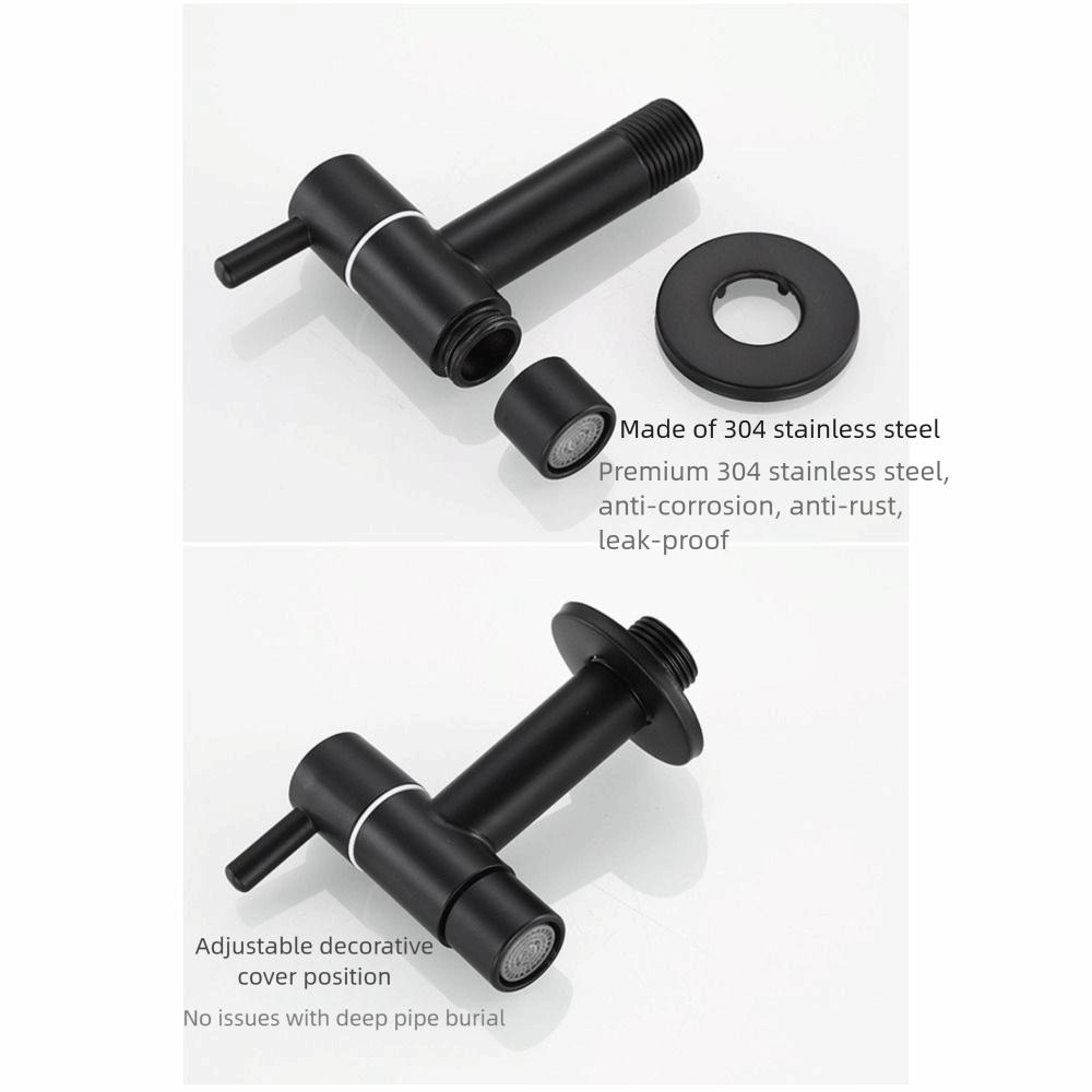 304 Stainless Steel Washing Machine Faucet Anti Splash Matte Black Mop Washing Tap Wall Mounted Multi Functional