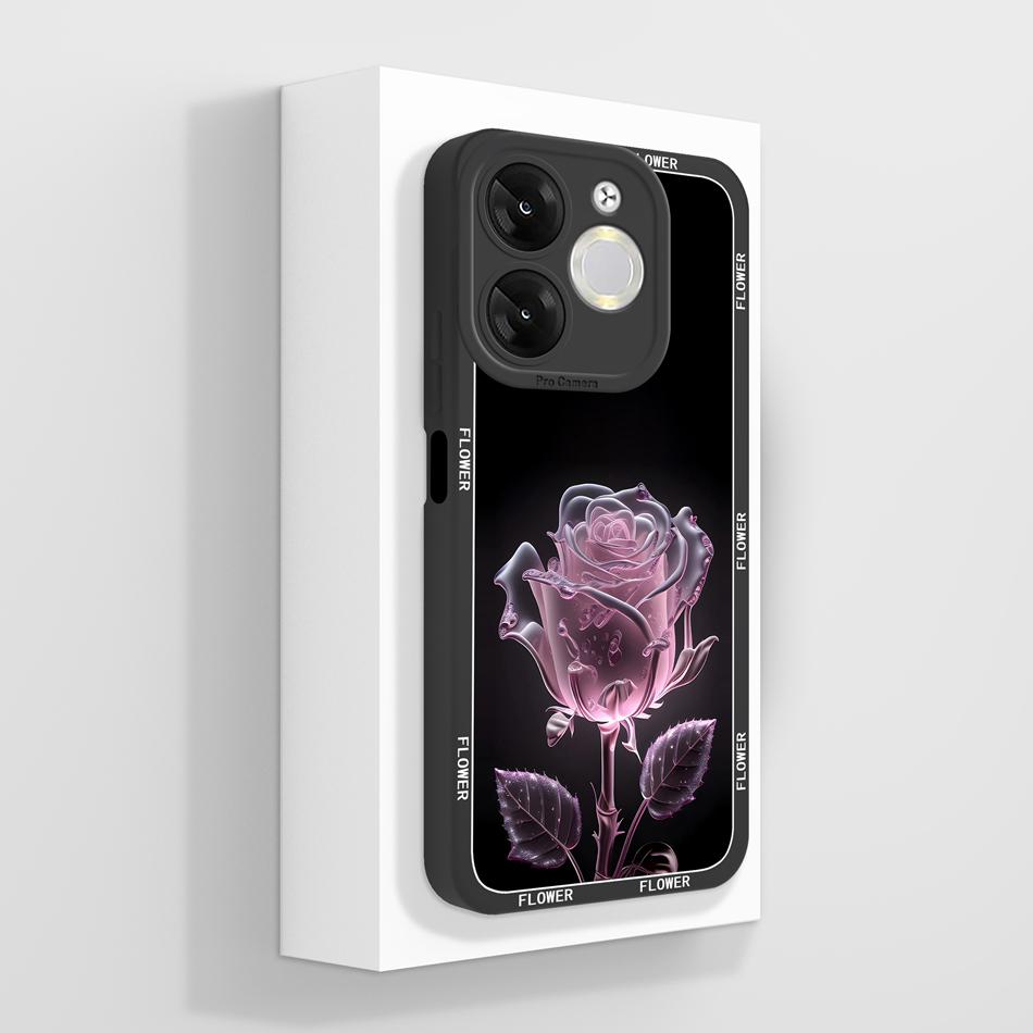 For itel A80 A70 A50 A50C A05S Phone Case Butterfly Rose Soft Liquid Silicone Back Cover For itel A 05S A 50 Lightweight Bumper