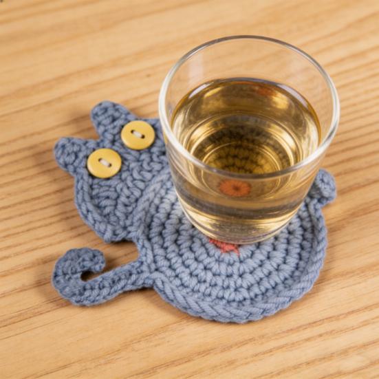 Плетеные вручную подставки для кошек, милые вязаные подставки для кофе в форме кошек, защита столешницы, изоляционный коврик для домашнего офисного декора