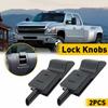2PCS Door Lock Knobs Front/Rear Ebony For Chevy/GMC Silverado/Sierra 07-13 NEW